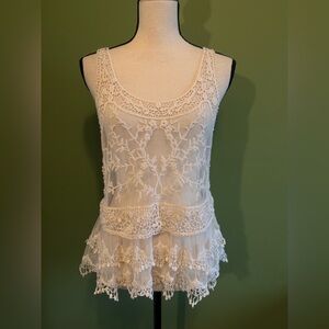 Express Cream Lace Crochet Top